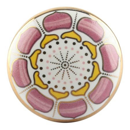 Pink Wheel Flower Ceramic Wardrobe Knob Online